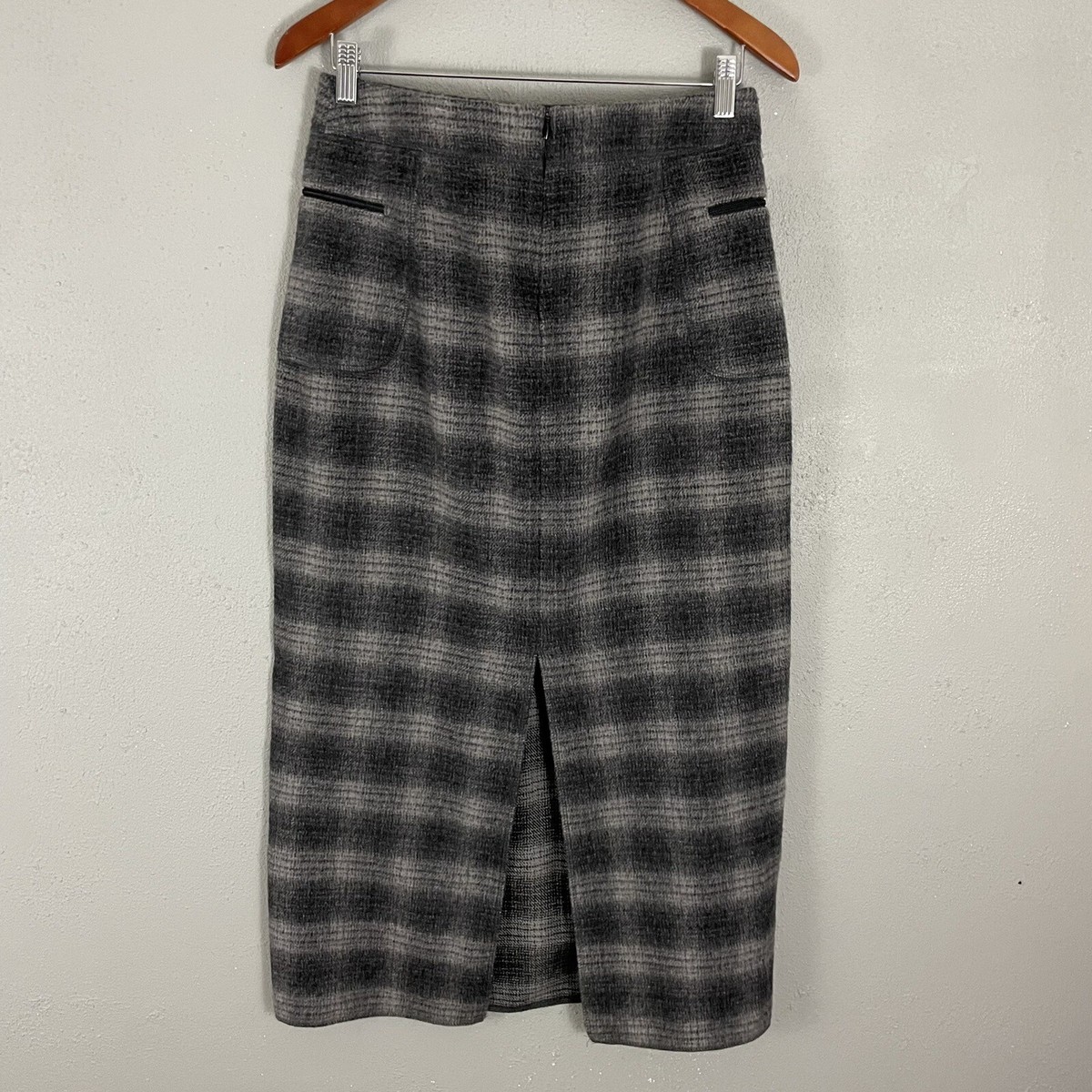 Womens VTG The Limited Gray Midi Skirt Size 8 Plaid Zip Womens VTG The Limited Gray Midi Skirt Size 8 Plaid Zip