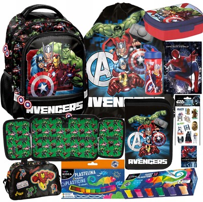 11TEILE Ranzen Avengers Schulrucksack Schulranzen Rucksack IRON MAN HULK Marvel