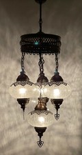 Turkish Moroccan Glass Mosaic Hanging Lamp Ceiling Light Chandeliers Free Bulbs