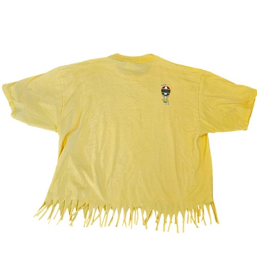 Vintage 90s Womens XL Tshirt Fringe Yellow Patch Hot Air Balloon Embellished Top - Picture 4 of 12