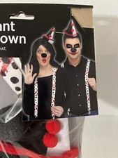 Instant Evil Clown-Bloody Suspenders, 1 Foam Nose  1 Mini Hat-Halloween Costume