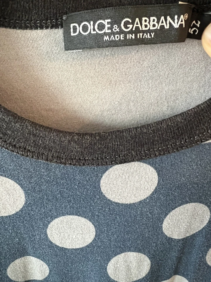 Dolce & Gabbana Mens Tee T-Shirt Polo Blue Gray Black 50 Polka Dot - Image 3 of 4