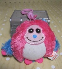 Fuzzy plush stuffed pink monster-Ty Monstaz Delilah - Clip / Key Chain -3" tall