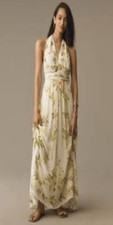Farm Rio x Anthropologie V-Neck Floral Chiffon Maxi Dress