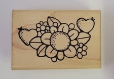 Rubber Stamp Floral Heart 2.75 X 1.75"