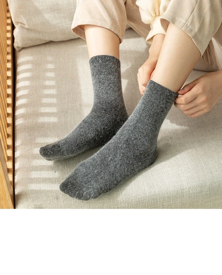 Meias femininas de luxo quente 1/6 pares 100% lã pura angorá cashmere tamanho 5-8 EUA - Imagem 4 de 4