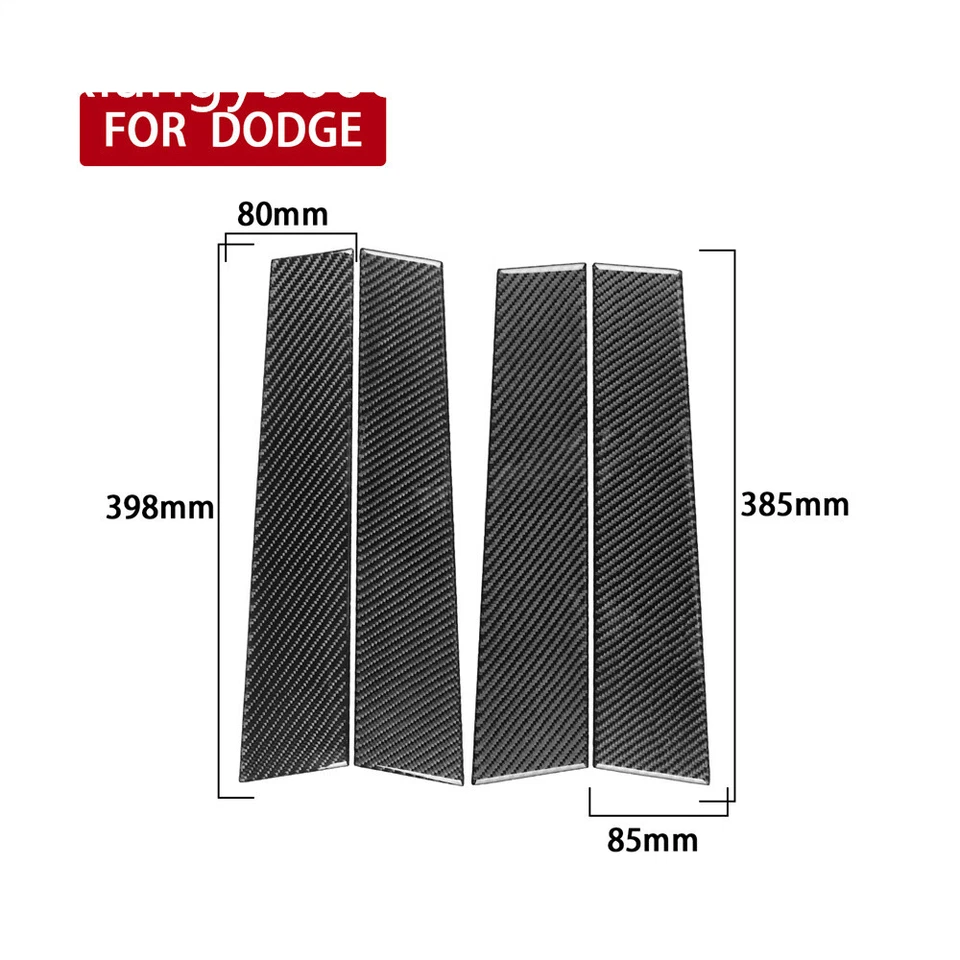 4×Soft Carbon Fiber Window B Pillar Post Panel Cover For Dodge Avenger 2008-2014 - Image 2 of 4