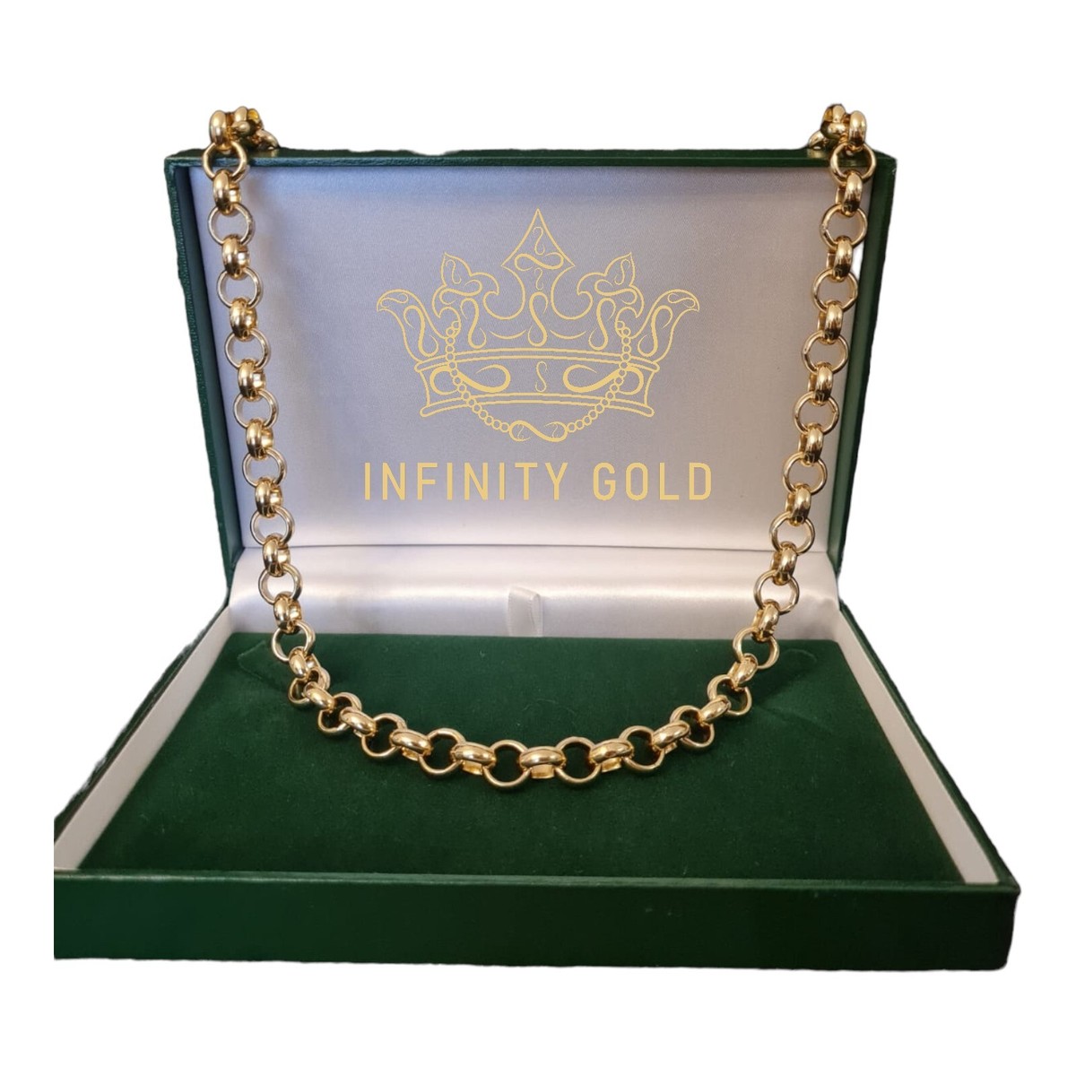 Womens 9ct Gold XP 10mm Smooth Belcher Chain 18inch Length Classic