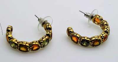 A-59 Exquisite Gold Plated Design Style multi CZ Stone hoop Post fashion earring