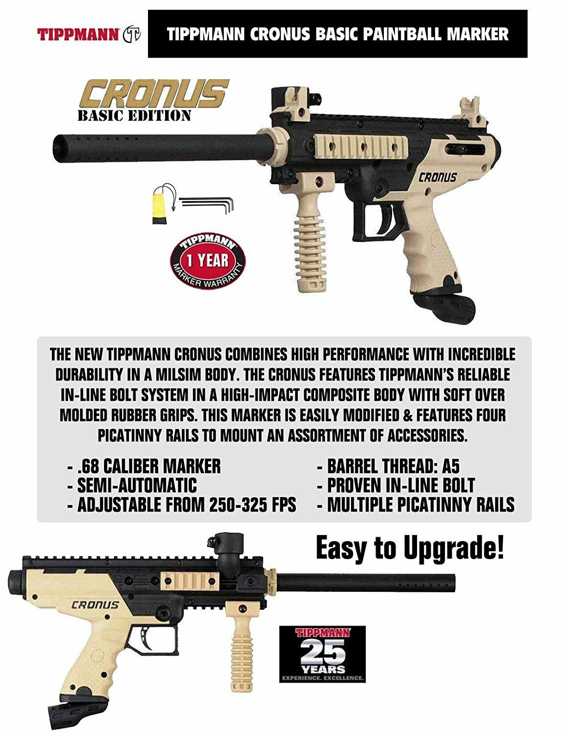 Maddog Tippmann Cronus Basic Tactical Titanium HPA Paintball Gun