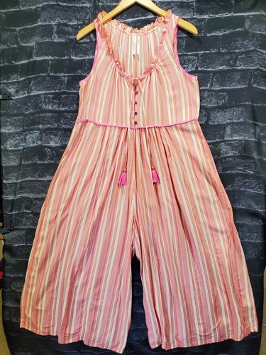 Anthropologie Visayas Combinaison Femme Medium Orange Rose Blanc Breezy Costal Boho - Photo 15/17