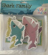 Lucas  Malia: Shark Family Kids Bath Toys W/ Suction Cup Bath Bag 5pc