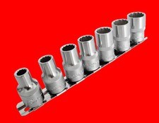 7 tlg Kurze 1/2 Stecknuss Steckschlüssel 12-KANT Nuss Gr 8-9-10-11-12-13-14mm YT