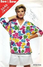 Butterick See & Sew 5646 V-Neck Top and Shorts Sewing Pattern Size 16 - 22 Uncut
