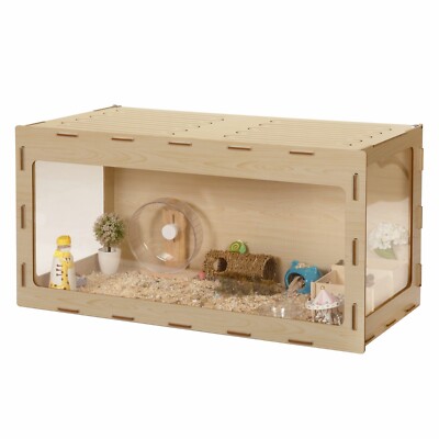 Hanster Cage PawHut Three-Tier Wooden Hamster Cage House With