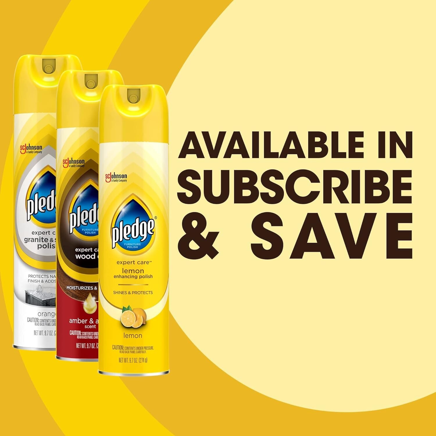 Pledge Furniture Polish Spray Lemon Scent 9.7oz Wood Cleaner