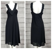 Maxazria Collection S Black Sleeveless Silk Dress Midi Woven straps Chic Date 