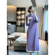 Autumn Retro Long Improved Cheongsam Dress Elegant Slim Long Qipao Gown