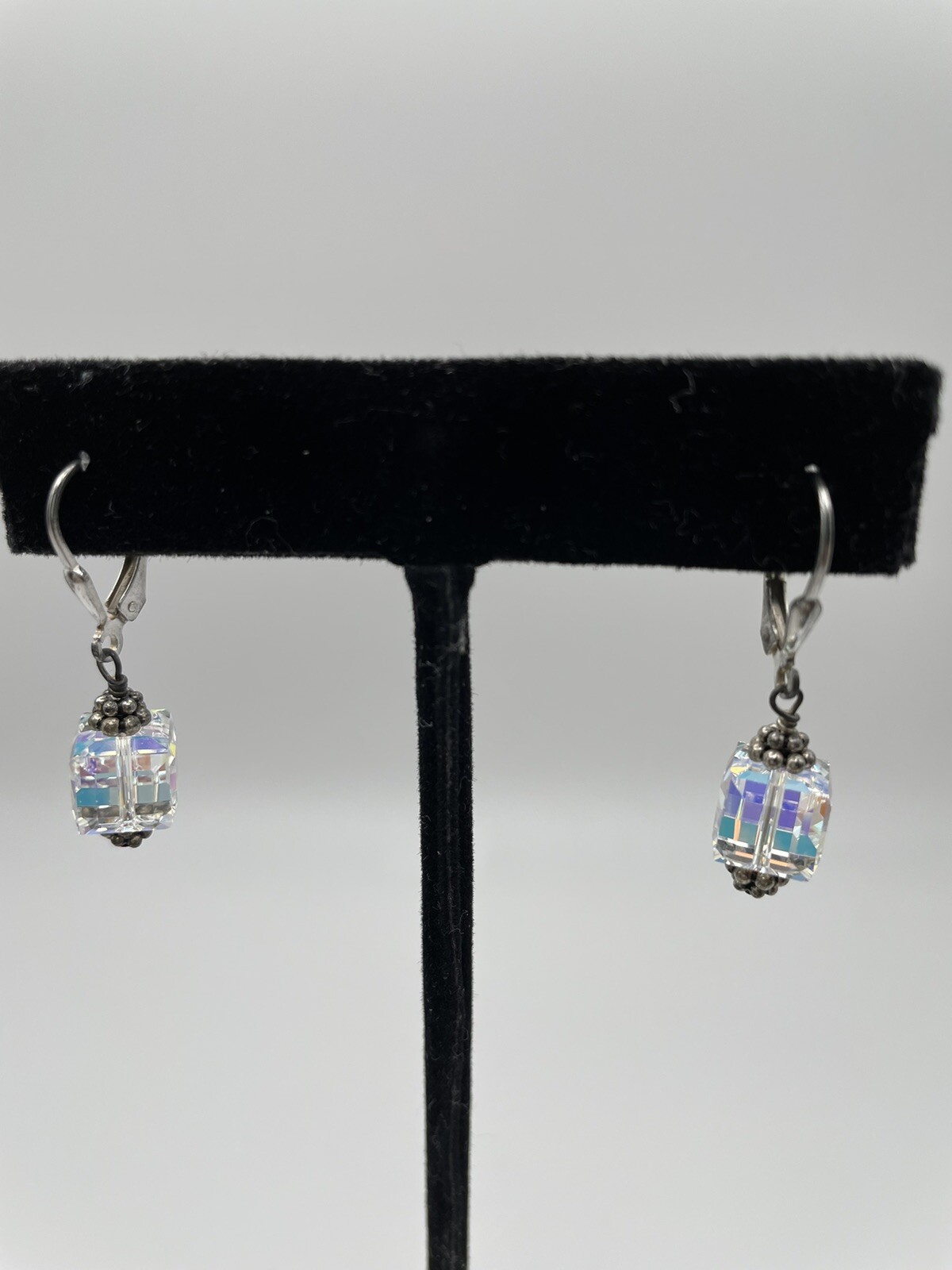 Sterling Silver AB Cube Swarovski Elements Crysta… - image 3