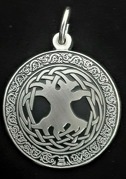 Keltische Lebensbaum Alpaka Versilbert 25 Mm AnhäNger Kraft Talisman-image