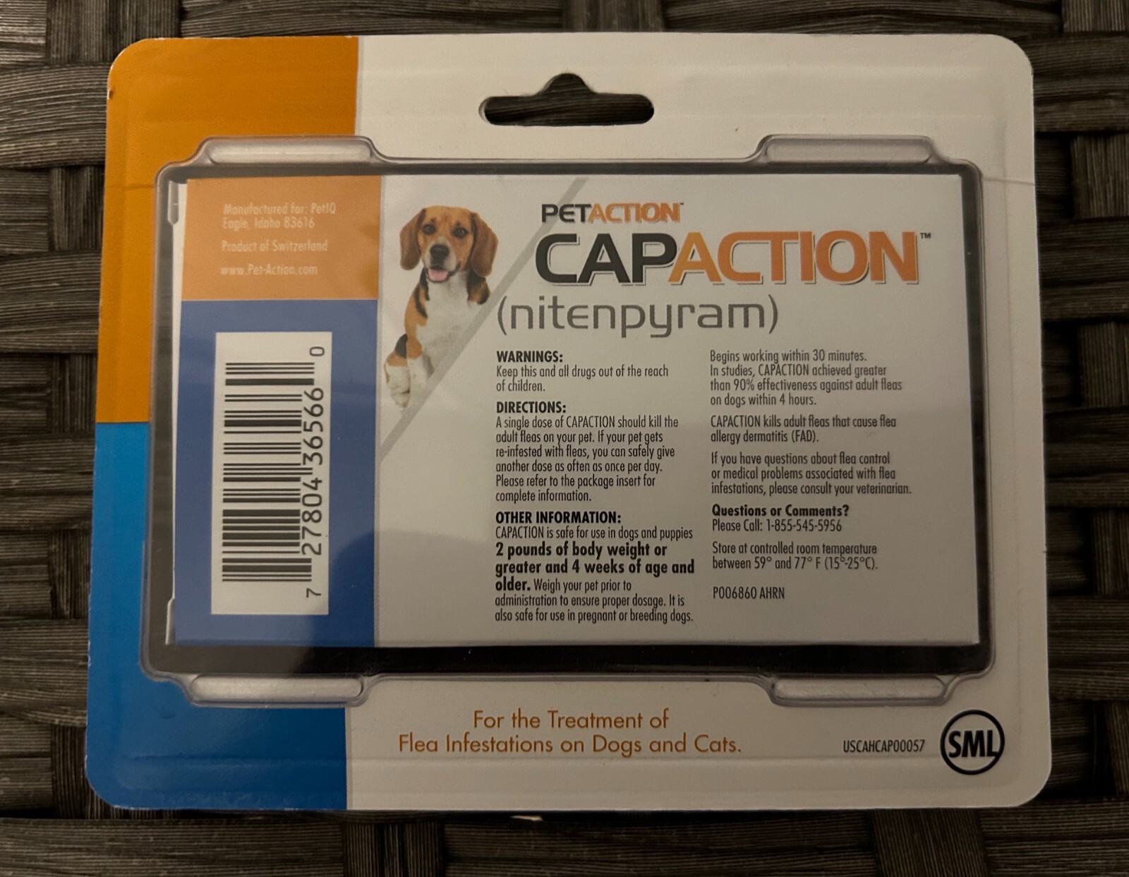 CapAction Nitenpyram 11.4 mg Flea Treatment Dog 225 lb * 6 Tab *Exp 03
