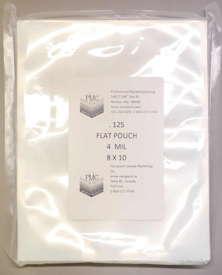 4 Mil 8x10 125 FLAT COMMERCIAL CHAMBER Bags Vacuum Sealing ARY VacMaster, Sammic