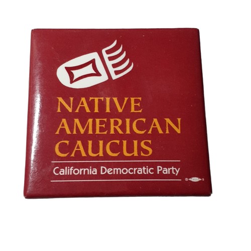 Pinback Button Political Native American Caucus California Democratic Party 2"