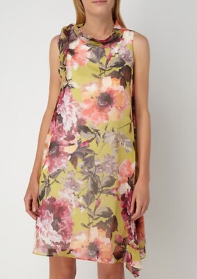 Vera Mont knielanges Kleid gebunden Schleife Blumenmuster hellgrün Gr. 20 (46)