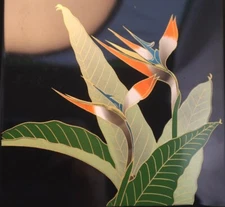 Vintage Otagiri Bird of Paradise Note Pad Japanese Lacquerware