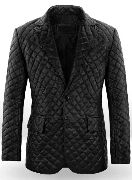 Genuine Men's Black Leather Blazer 100% Pure Sheepskin Leather Slim Fit Blazer