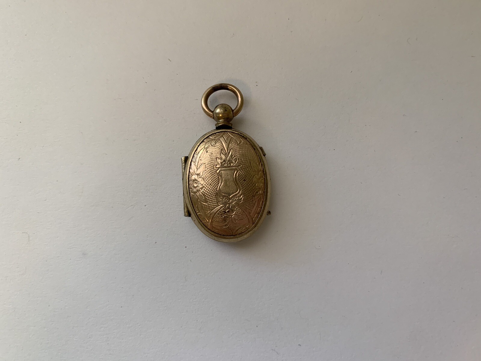 Vintage Golden Locket with Original Glass Frame Gem