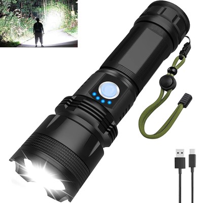 Rechargeable LED Flashlight High Lumens, 500000 Lumens Super Bright Flash Lig...