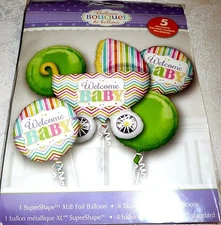 Anagram WELCOME BABY  Foil Balloon Bouquet Baby Carriage