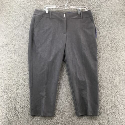 APT 9 Torie Capri Mid Rise Pants Womens 14 (36x23) Grey Slash Pockets Zip NEW