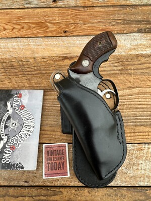 Tex Shoemaker 2 PL Black Leather Lined Paddle Holster For S&W 36