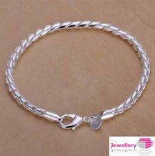 925 Sterling Silver Herringbone Chain Bracelet Bangle Jewellery Womens