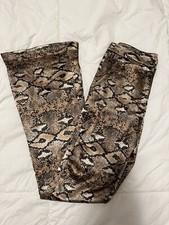 Shein snake print beige tan black bell bottom flare high waisted pants sz M
