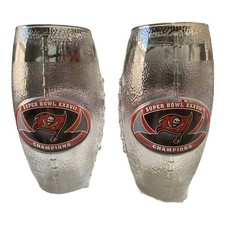 Vintage Super Bowl XXXVII Football Glasses pair Tampa Bay Buccaneers 2003