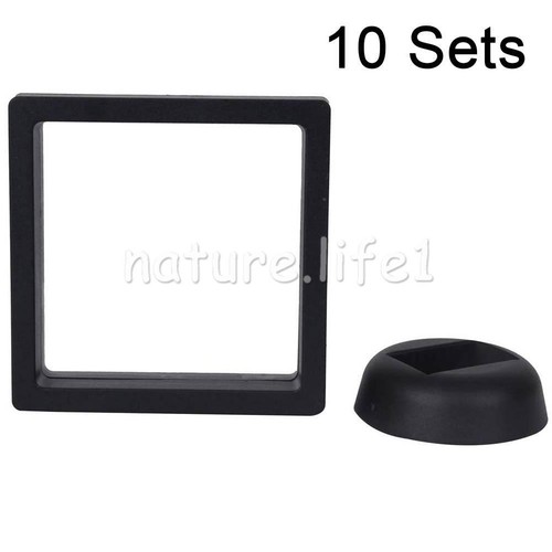 10X 3D Clear Floating Display Frame Shadow Box Stand Pendant Jewelry Case Holder - Picture 2 of 9