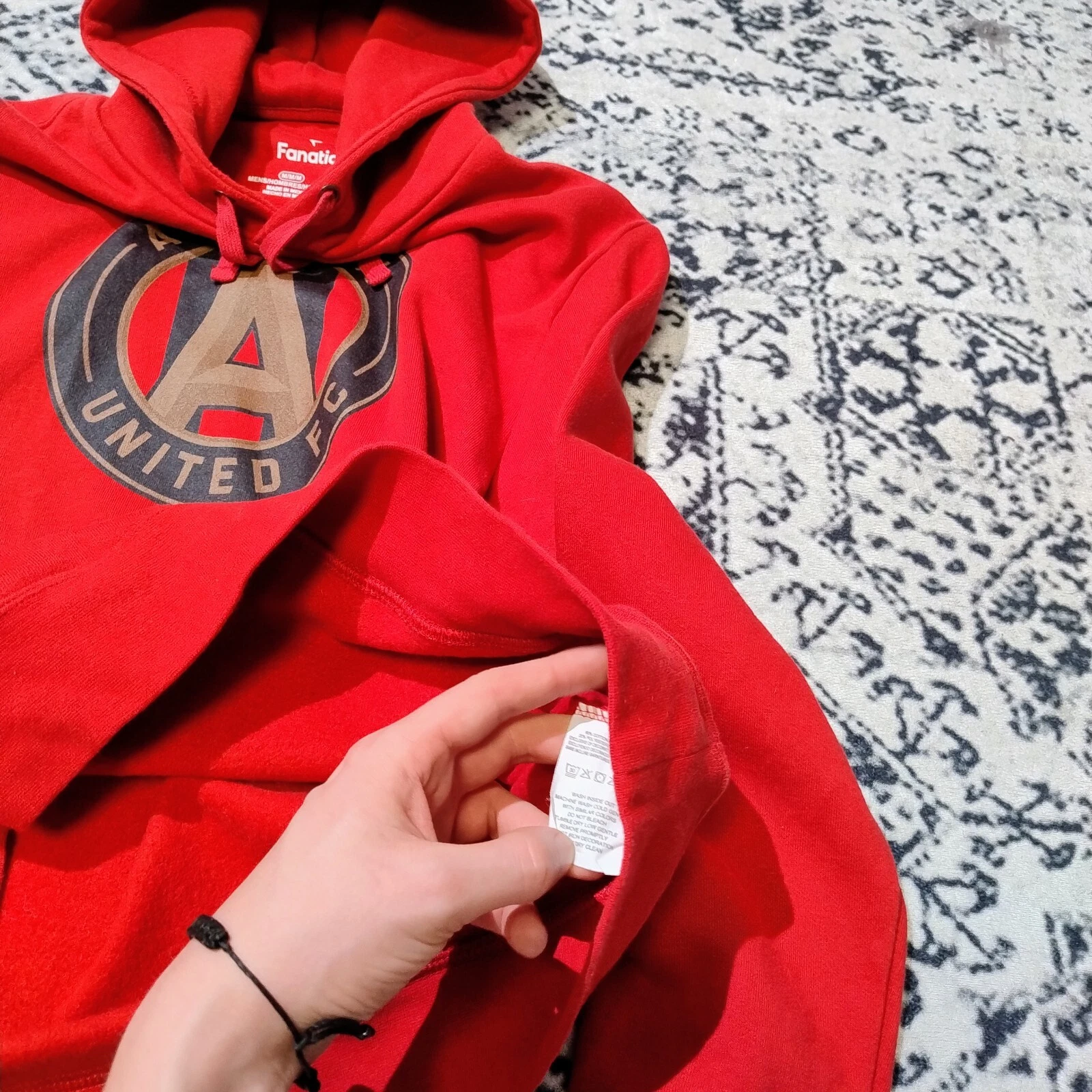 GUCCI Felpa con cappuccio vintage unisex cotone rosso taglia M Atlanta United FC vestibilità regolare