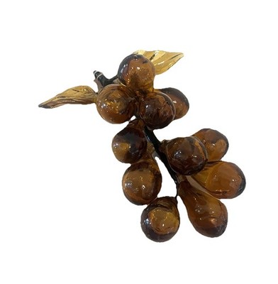 Vintage Grape Cluster Golden Amber Blown Glass MidCentury MCM Fruit Wine Country