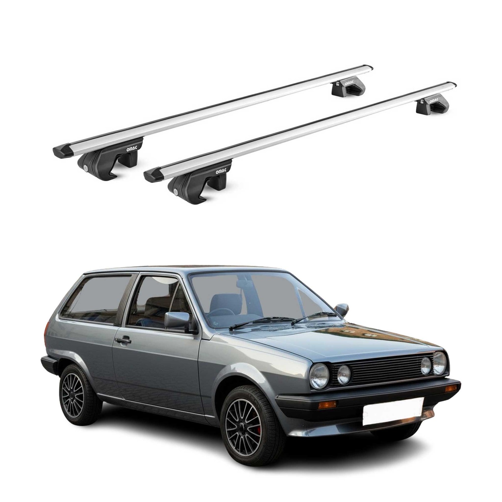 Barres de toit transversales aluminium VW Polo II 1981-1994 galerie de toit grise