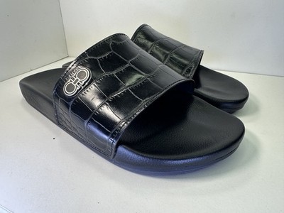 Salvatore Ferragamo Duke Croc Calfskin Men s Slide Sandals Size 7 M   MSRP $395