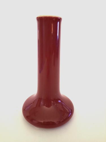 Vintage-HALL CERAMIC BUD VASE #631 1/2-Rose Maroon w/White Inside-Chip in Body - Picture 3 of 11