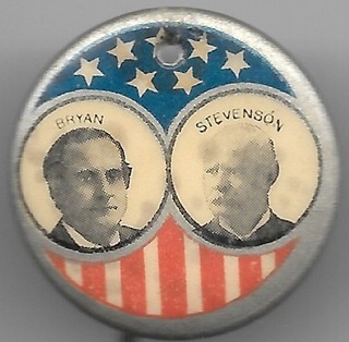 Bryan and Stevenson Stars and Stripes Jugate Political Campaign Pin