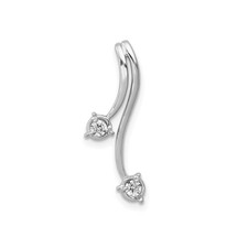 14k White Gold Double Bar Pendant Necklace Diamond Minimalist Curved Modern Wome