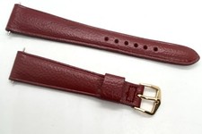 NEW OLD STOCK Red Leather Watchband 18mm Lugs W/Spring Bars Gold Buckle Mens