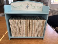 Vintage Complete Set Of Beatrix Potter Peter Rabbit Books With Book Shelf