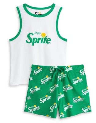 Coca Cola Grün Enjoy Sprite Weste und Shorts Pyjama-Set Frauen