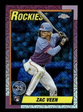 ZAC VEEN 2025 TOPPS UPDATE SERIES U90C-8 THROWBACK BLUE SILVER PACK /150 ROCKIES